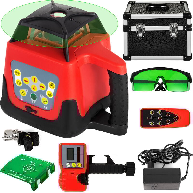 foto del prodotto autolivellante livella rotante a laser colore verde a 5 gradi portata 500 m, livello laser ip54 resistenza allacqua, livello laser impermeabile 20 c