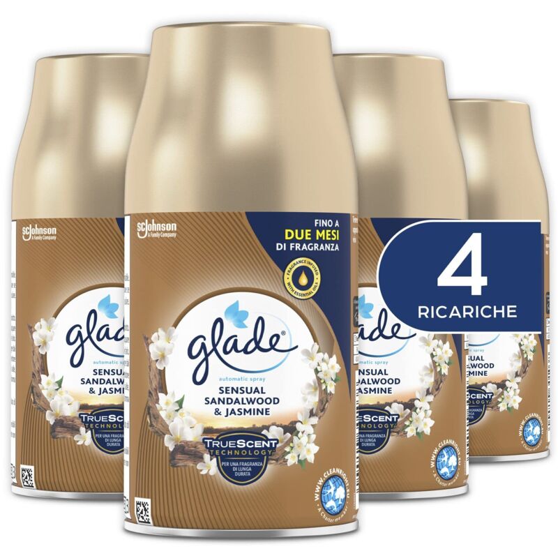 foto del prodotto automatic spray ricarica, fragranza sensual sandalwood e jasmine - confezione scorta 4x269ml - glade