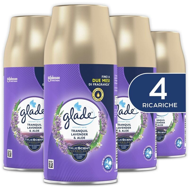 foto del prodotto automatic spray ricarica, profumatore per ambienti, fragranza calm lavender jasmine, formato scorta da 4 ricariche da 269 ml glade