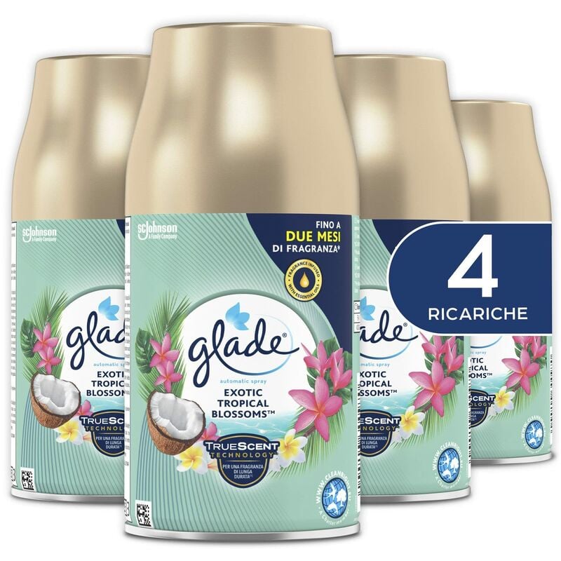 foto del prodotto automatic spray ricarica, profumatore per ambienti, fragranza exotic tropical blossom, formato scorta da 4 ricariche da 269 ml - glade