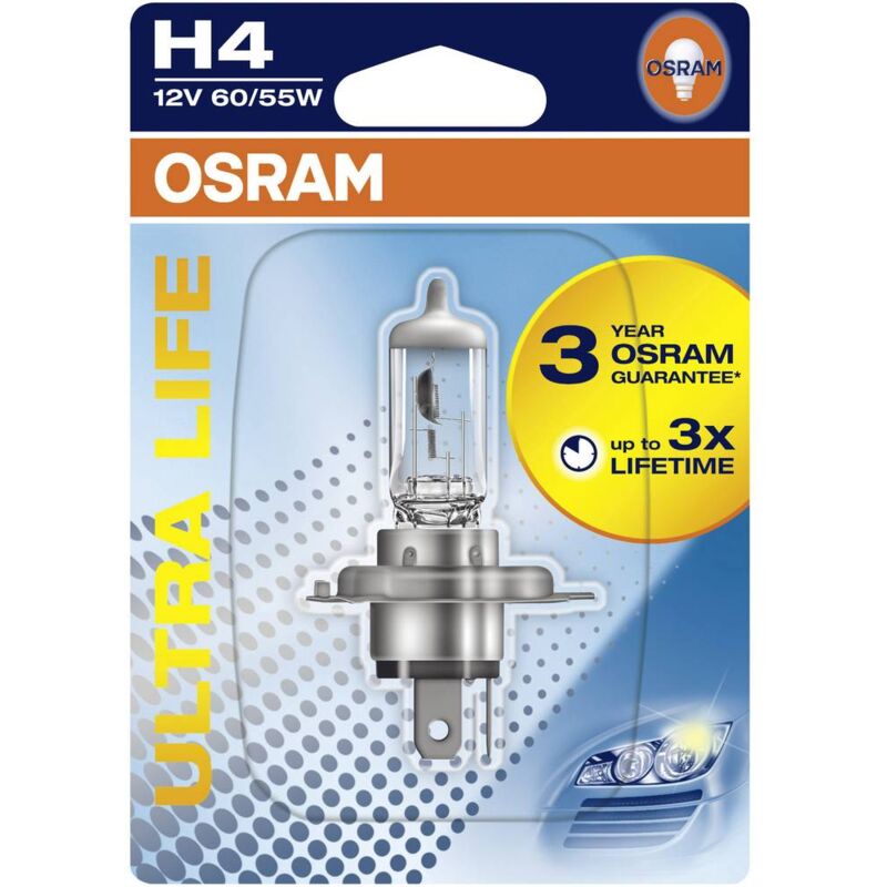 foto del prodotto automotive 64193ult 01b lampadina alogena ultra life h4 55 60 w 12 v osram