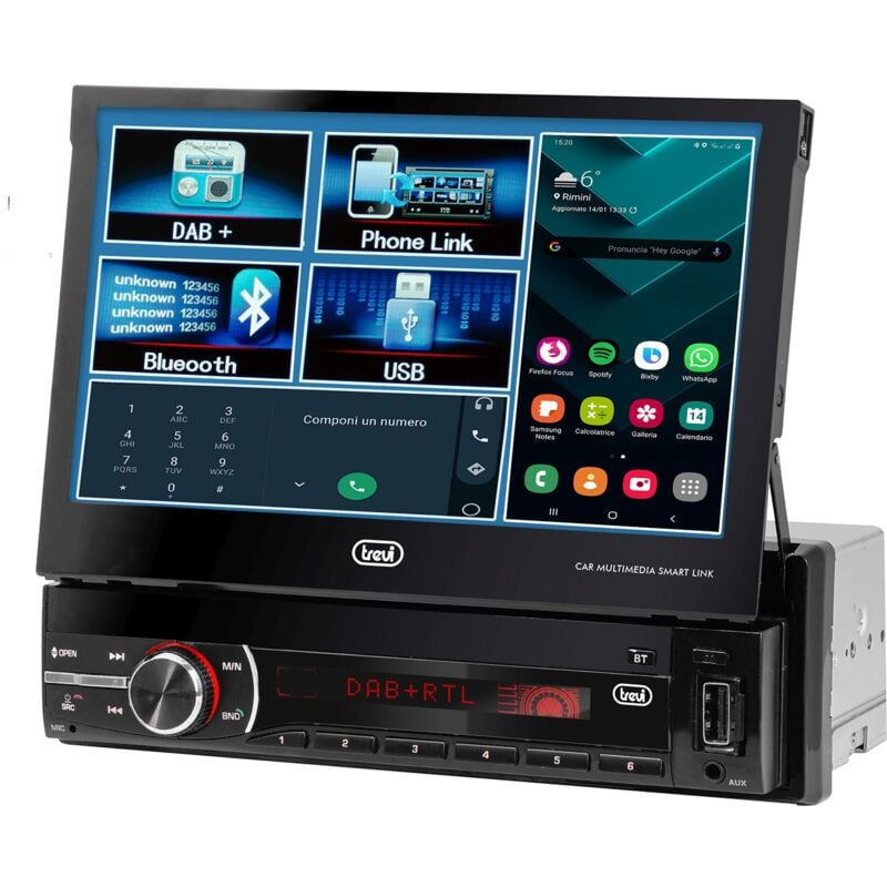 foto del prodotto autoradio dab fm 200w con monitor 7 wireless usb sd aux in trevi mdv 6380 dab