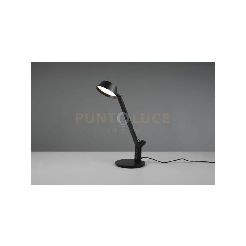 foto del prodotto ava lampada da studio led 5,2w 600lm, 3000 4000 6500k nera con 4 prese usb e touch dimmer h. 40,4cm