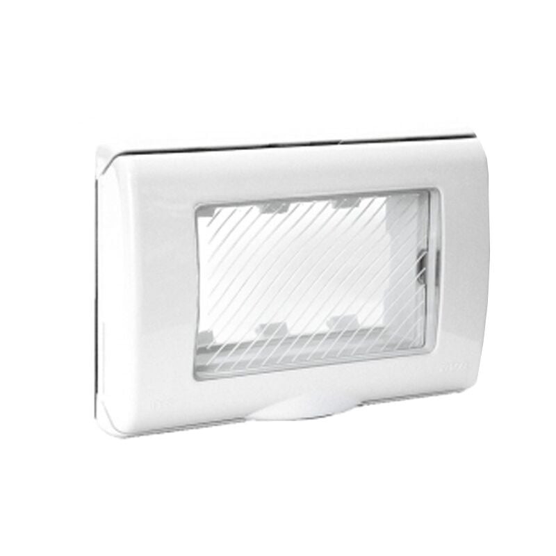 foto del prodotto ave placca stagna per serie sistama 45 con coperchio ip55 3 moduli bianco 45sp43bn