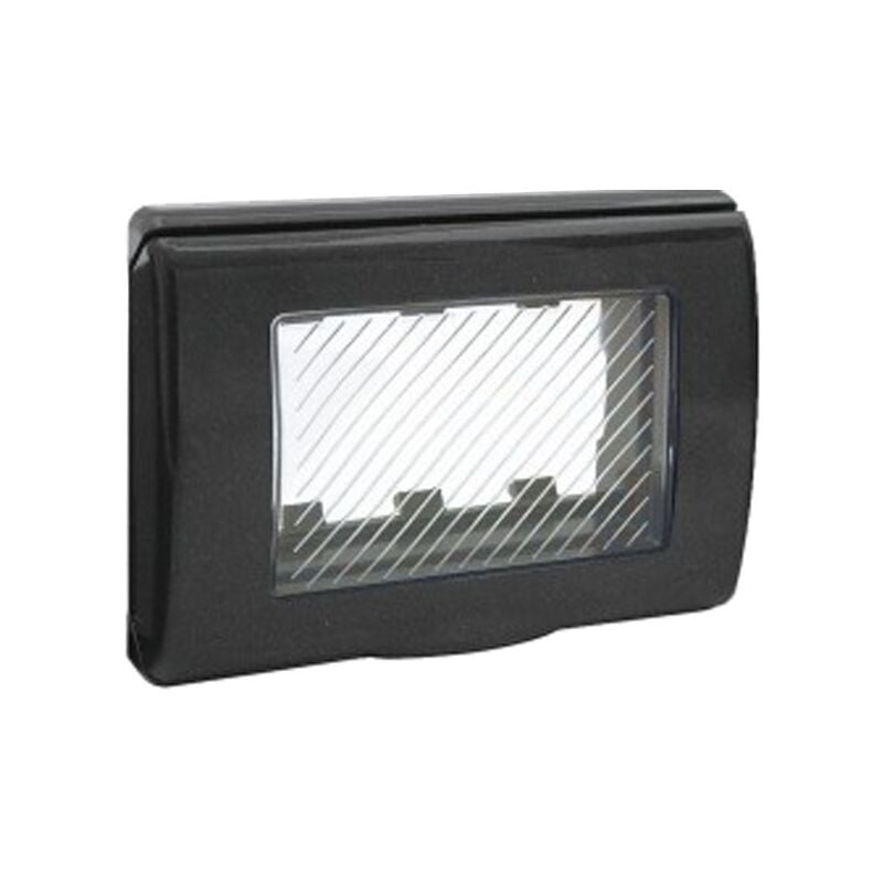 foto del prodotto ave placca stagna per serie sistama 45 con coperchio ip55 3 moduli grigio 45sp43gm