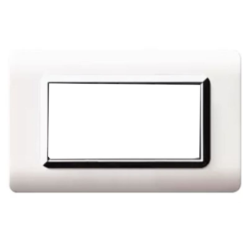 foto del prodotto ave placca tecnopolimero sistema 44 bianco cornice cromata 4 moduli 44py04blc