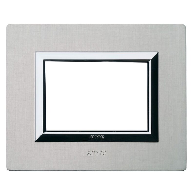foto del prodotto ave placca vera sistema 44 in alluminio 3 moduli alluminio naturale spazzolato 44pa3als