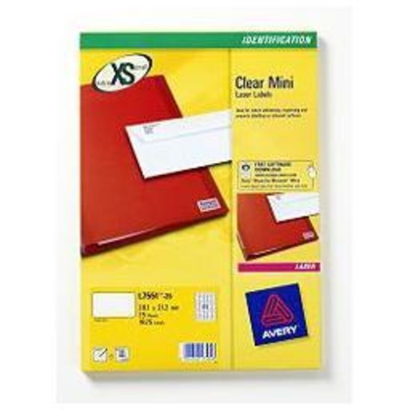 foto del prodotto avery l7553-25 etichetta autoadesiva trasparente 1200 pz