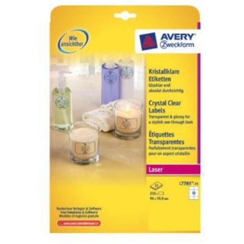 foto del prodotto avery l7783-25 etichetta per stampante trasparente