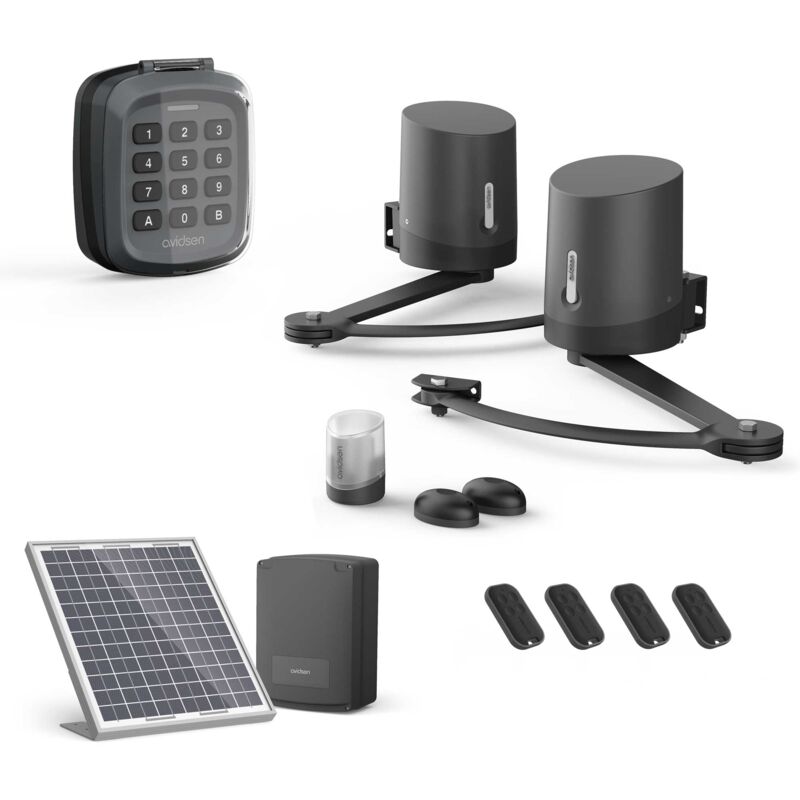 foto del prodotto avidsen motorizzazione per cancello a battenti orane510 kit alimentazione solare tastiera a codice 2 telecomandi supplementari 4 in totale 