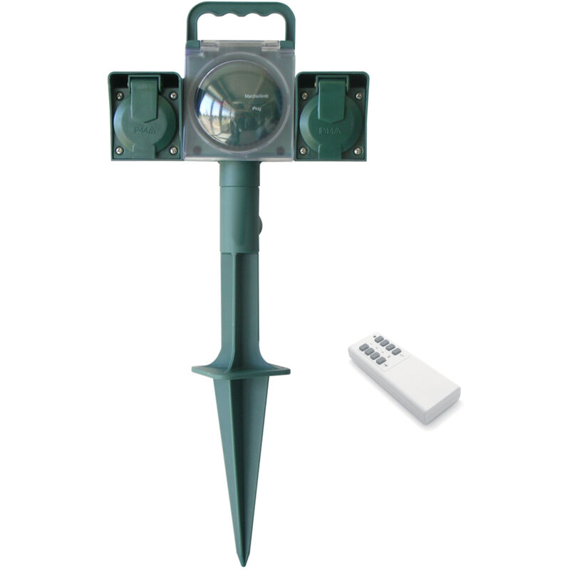 foto del prodotto avidsen piquet de jardin t l command clairage ext rieur 2 prises cordon 5 m. ip44 103186