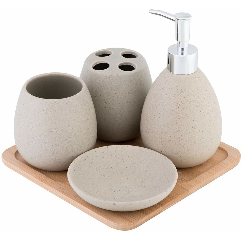 foto del prodotto avignon set accessori bagno, ceramica, marrone, ca. 23 x 30 x 11 cm, 5 unit axentia