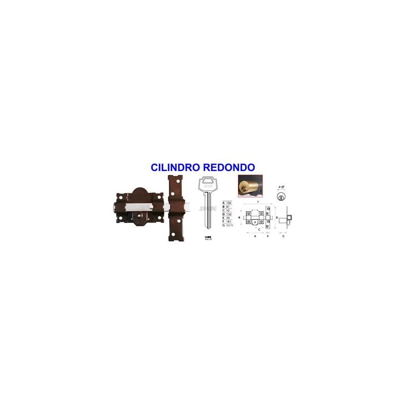 foto del prodotto avl 8101 160lr 105 p catenaccio con chiave pulsante tonda da 70 mm 3 chiavi