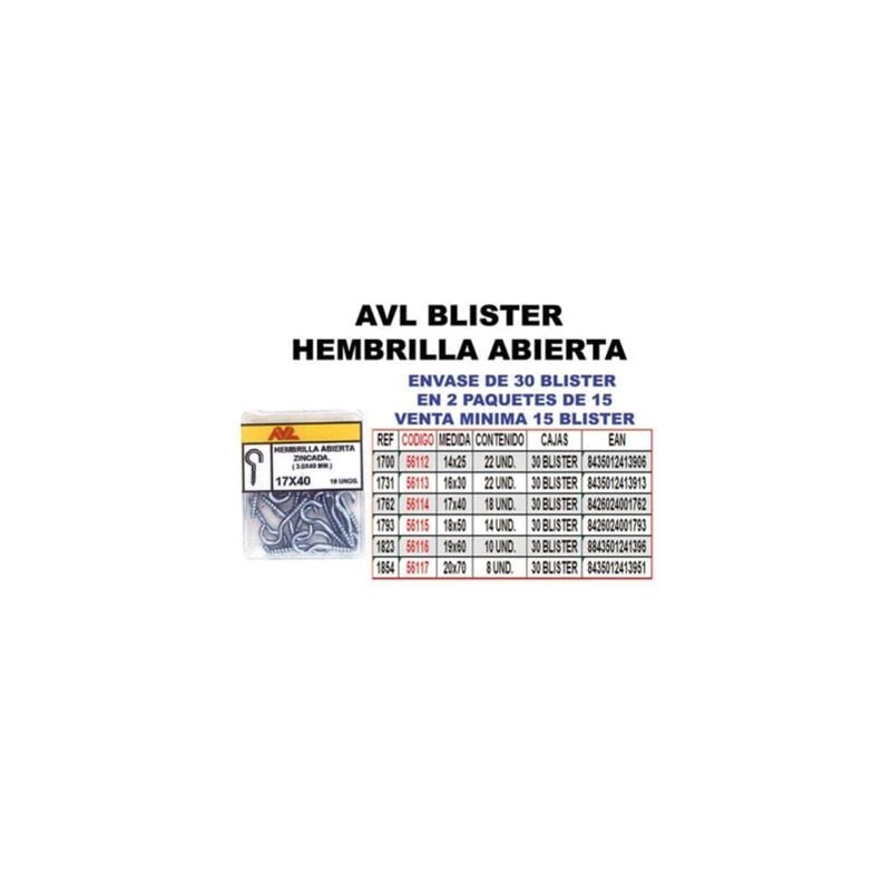 foto del prodotto avl blister presa cancamo aperta 16x30 zincata 1731