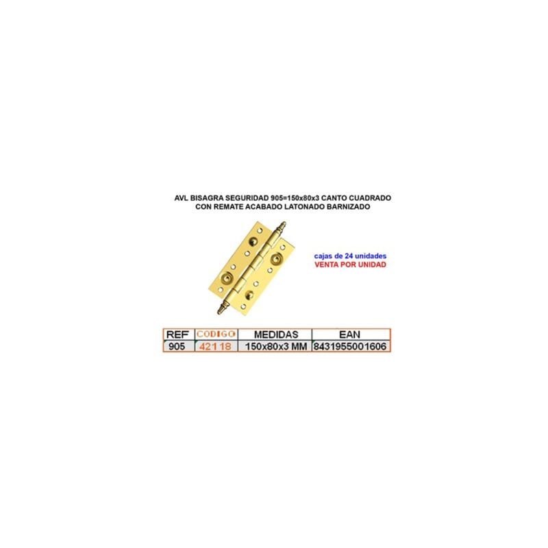 foto del prodotto avl cerniera di sicurezza 905150x80x3 con finitura quadrata e laterale verniciata
