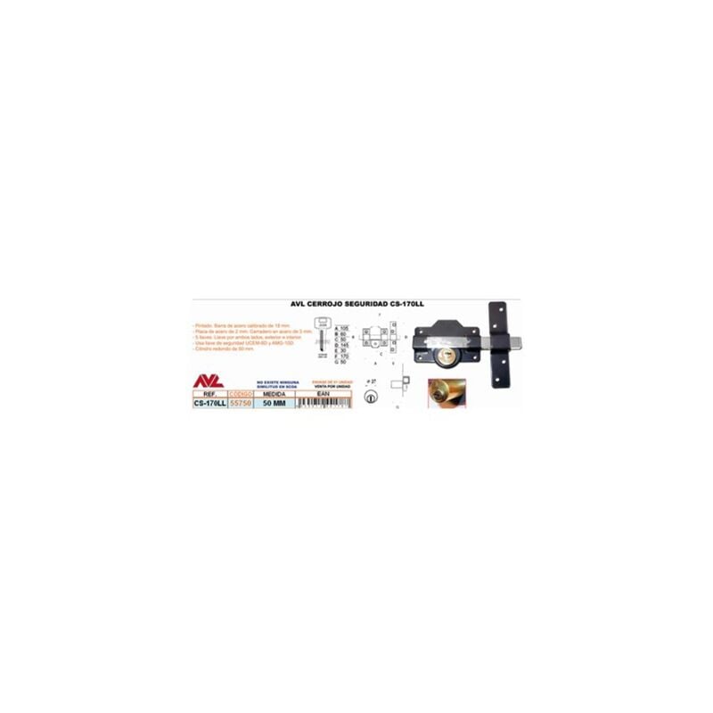 foto del prodotto avl cs 170ll105 catenaccio con tondo da 50 mm e 5 chiavi di sicurezza