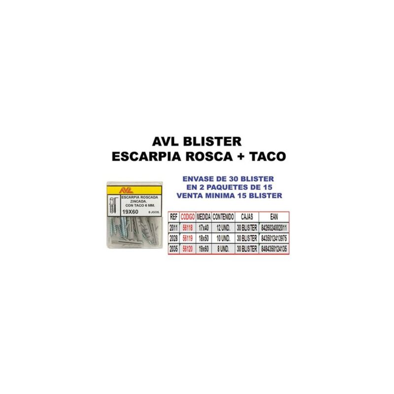 foto del prodotto avl gancio blister filetto zincato con tappo 19x60 2035