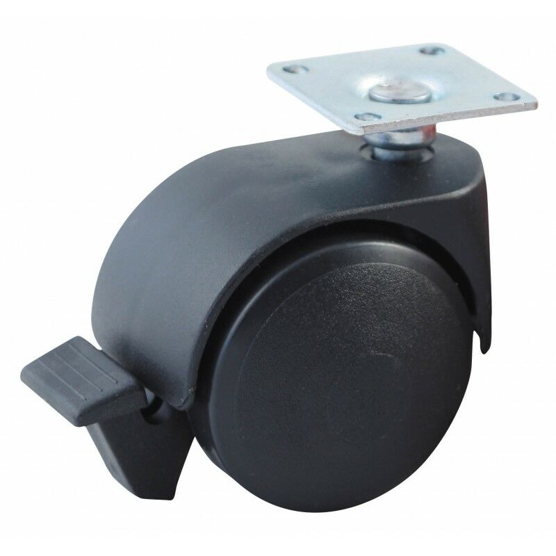 foto del prodotto avl ruota girevole con piastra rettangolare freno doppie ruote in nylon 50 portata 40kg 595080a