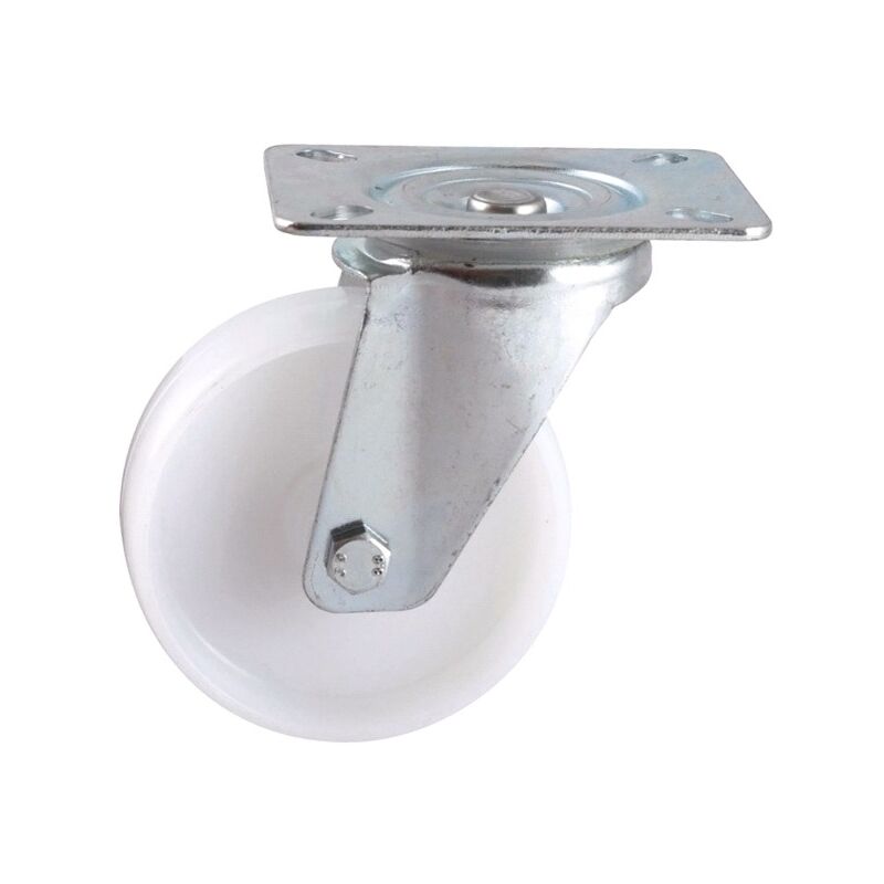 foto del prodotto avl ruota girevole con piastra ruota in nylon bianco 50 portata 50 kg 590501b