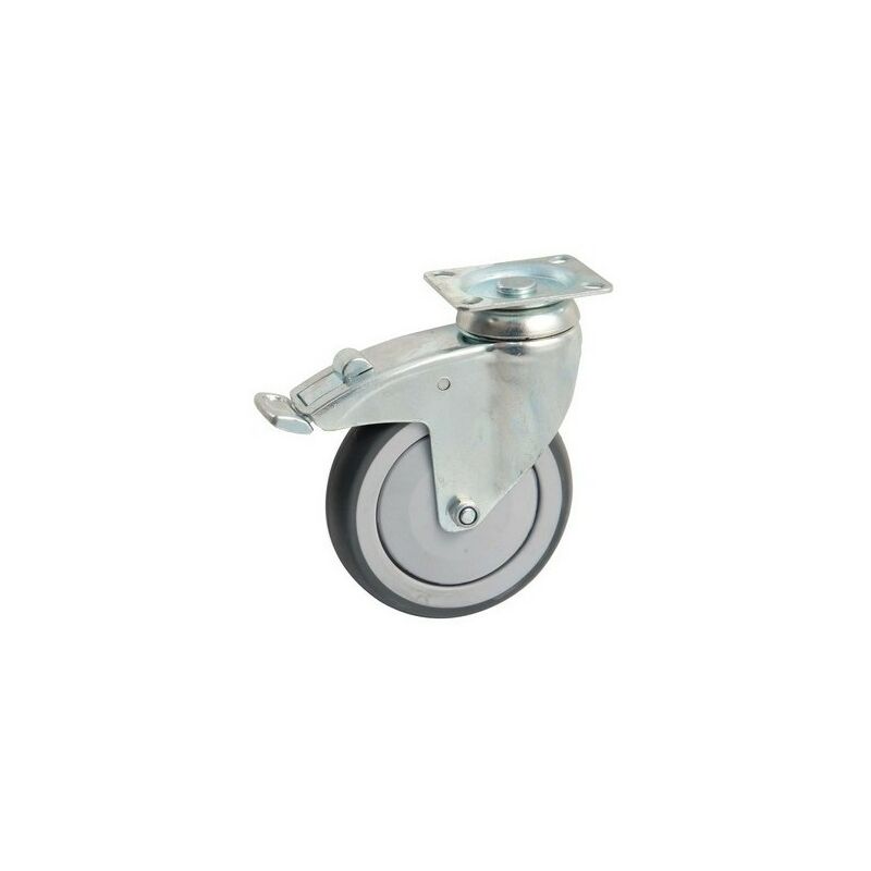 foto del prodotto avl ruota girevole in gomma 125 con piastra rettangolare freno portata 100 kg 550843o