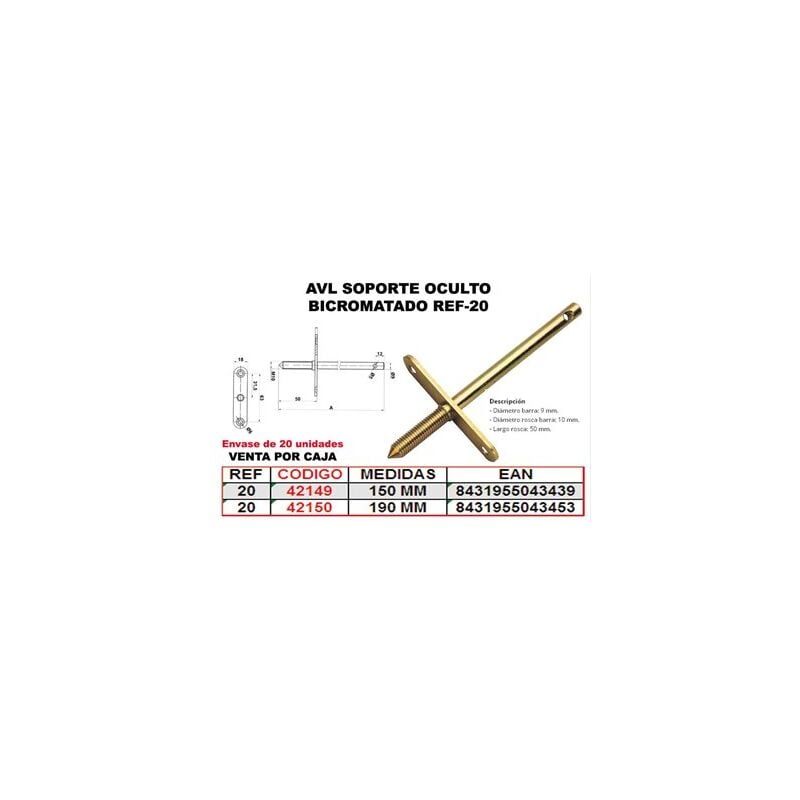 foto del prodotto avl supporto bicromato nascosto 190 mm rif 20