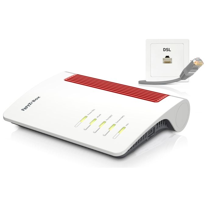 foto del prodotto avm fritz box 7690 modem router wi-fi 7 dual band 2.4 ghz 5 ghz fino a 7.000 mbit-s per fttc vdsl ftth con ont 1x wan 25 gb 1x lan 25 gb 2x lan gb