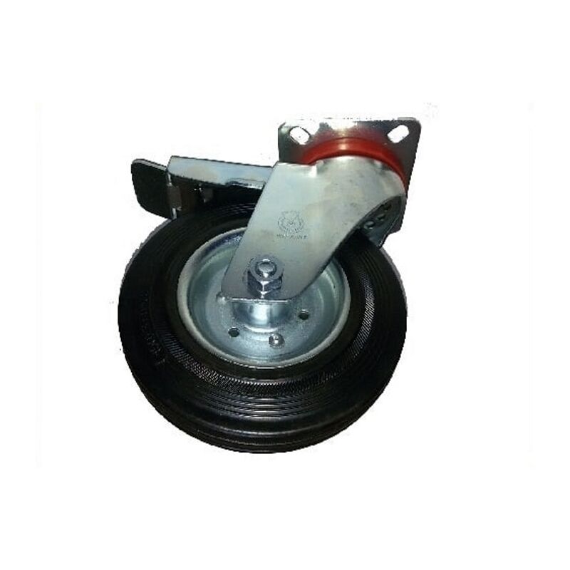 foto del prodotto avo 103 ruota con rivestimento in gomma piena 150x37,5 supporto girevole e freno
