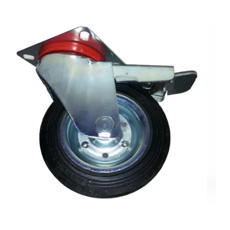 foto del prodotto avo 103 ruota con rivestimento in gomma piena 180x50 supporto girevole e freno
