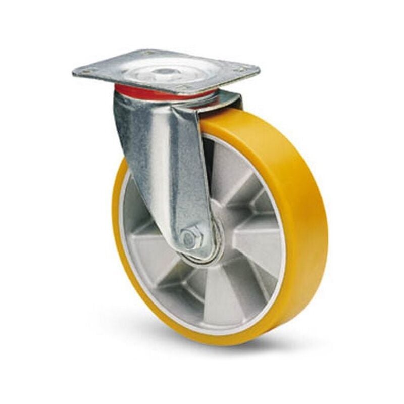 foto del prodotto avo 37 ruota alluminio con rivestimento in poliuretano 160x50 supporto girevole