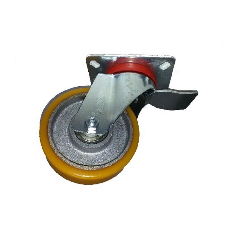 foto del prodotto avo 37bis ruota con rivestimento in poliuretano 100x30 supporto girevole e freno