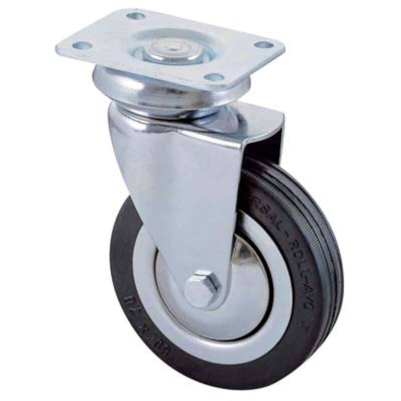 foto del prodotto avo ruota a forcella girevole 155 a cromato gomma nera d.mm 60x24 p.mm 64x50 1 pezzo