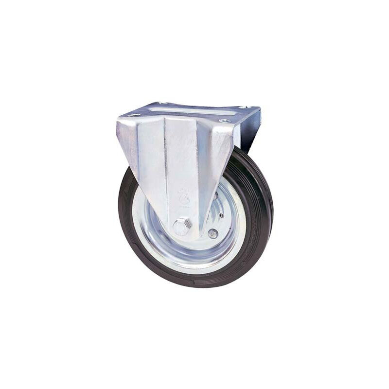 foto del prodotto avo ruota a forcella su piastra 80a a zincr gomma nera d.mm 125x37 p.mm 115x85