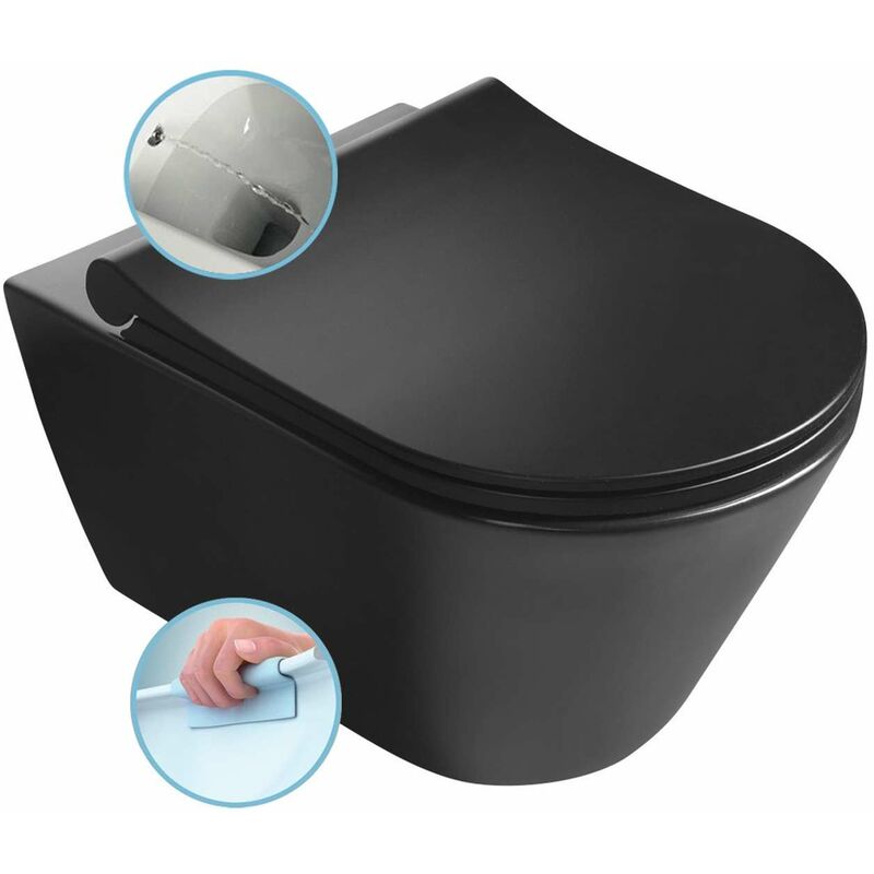 foto del prodotto avva wc sospeso con doccetta bidet, rimless, nero opaco 100312 110 sapho
