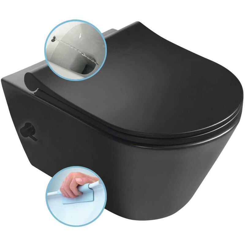 foto del prodotto avva wc sospeso con doccetta bidet, rimless, nero opaco 100315 110 sapho