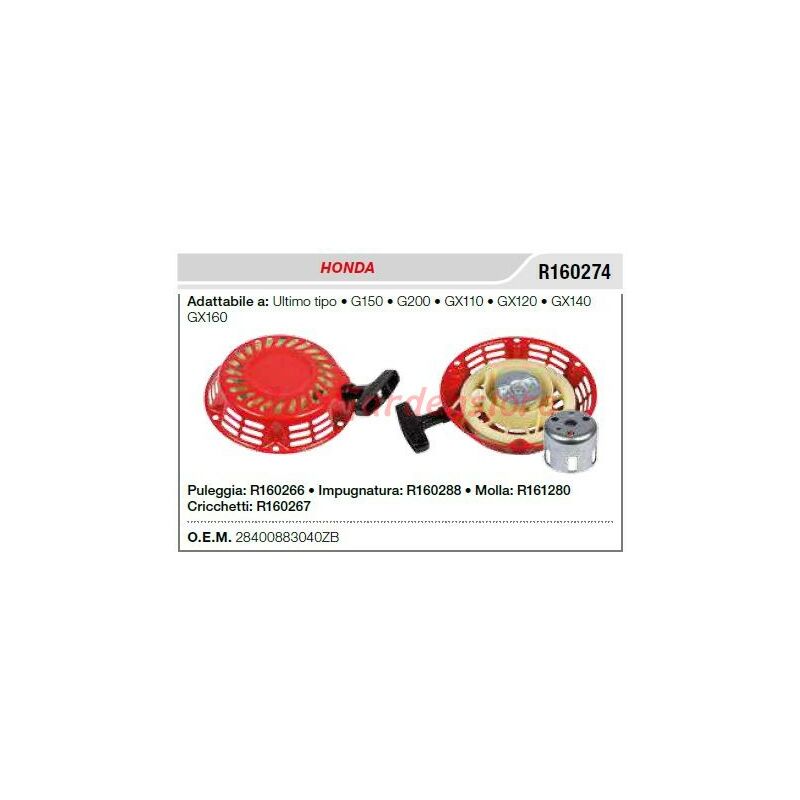 foto del prodotto avviamento honda motocoltivatore g150 200 gx110 120 140 160 ultimo tipo 28400883040zb