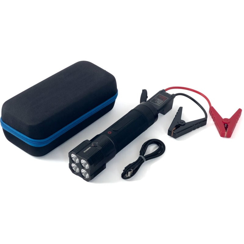 foto del prodotto avviatore di emergenza per avviamento auto 3in1 power bank da 8000 mah torcia a led nero