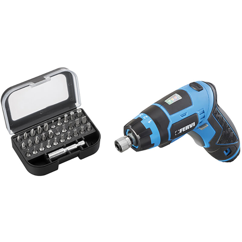 foto del prodotto avvitatore a batteria con inserti fervi fb36cs3as 15m 3.6 v 1.5 ah