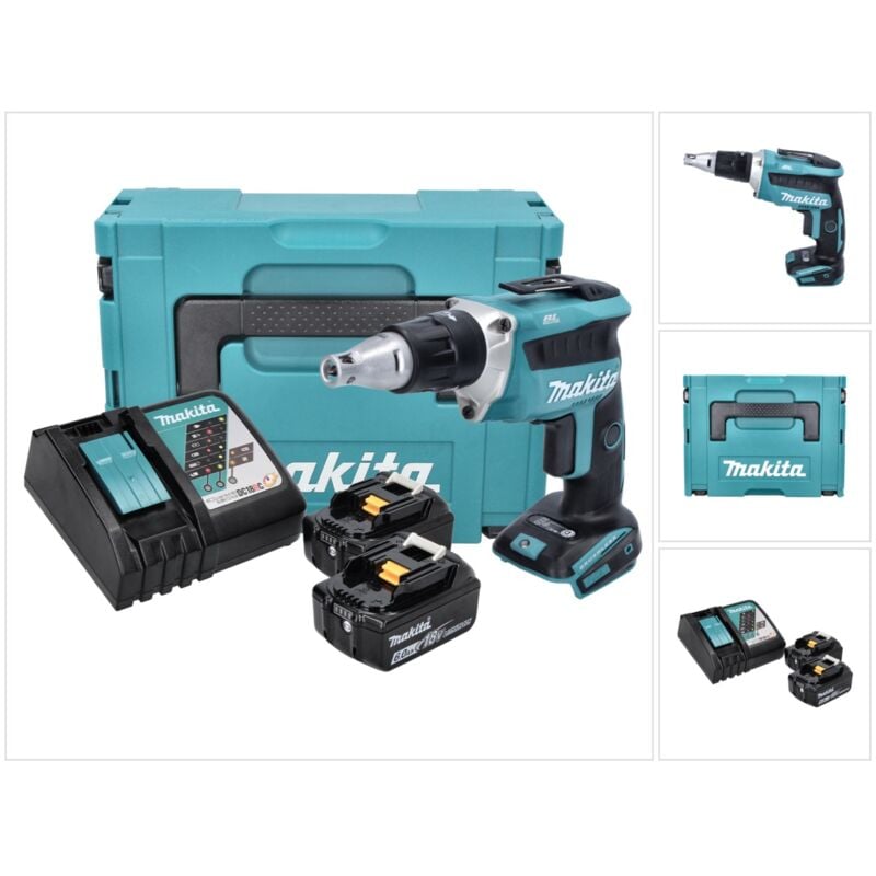 foto del prodotto avvitatore a batteria senza spazzole makita dfs 452 rgj 18 v 2x batterie 6,0 ah caricabatterie makpac