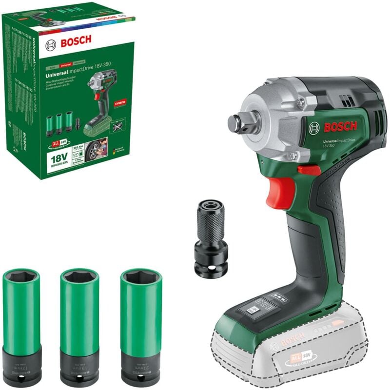 foto del prodotto avvitatore a batteria universalimpactdrive 18v 350 potente serraggio e bloccaggio in loco coppia di serraggio massima 350 nm adattatore esagonale