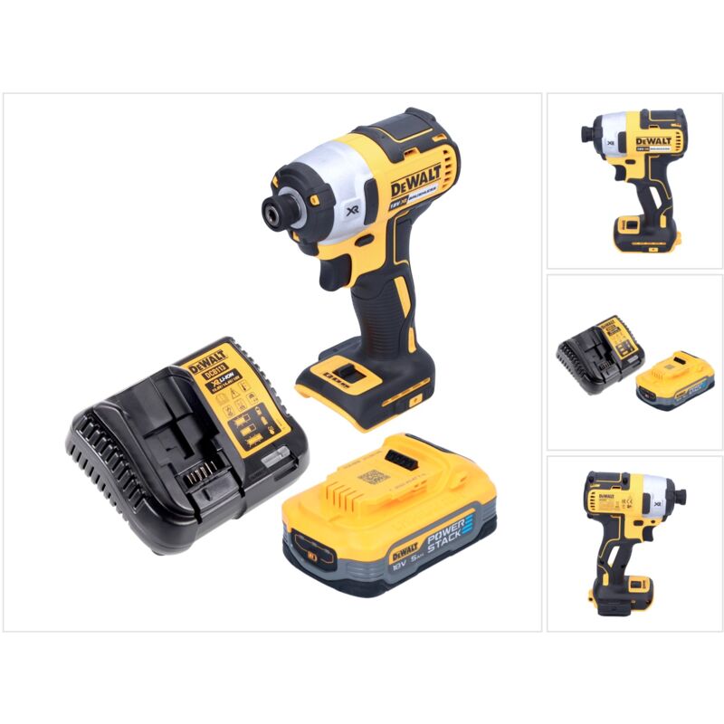 foto del prodotto avvitatore a impulsi a batteria dewalt dcf 887 h1 18 v 205 nm 1 4 brushless 1x batteria powerstack 5,0 ah caricabatterie
