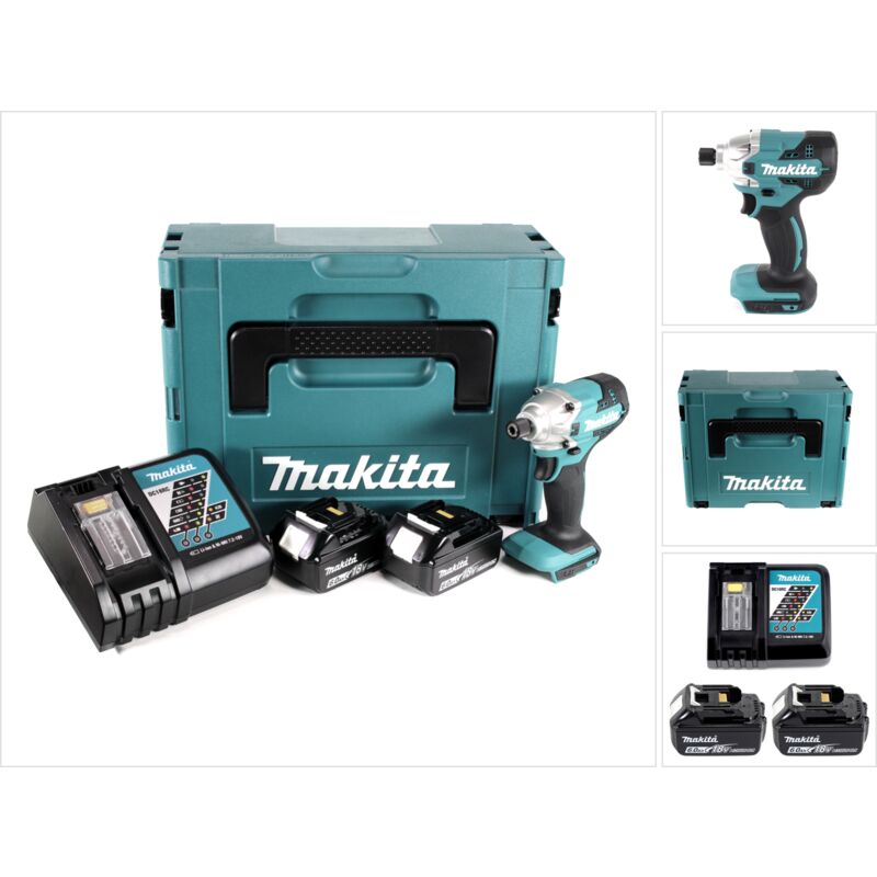 foto del prodotto avvitatore a impulsi a batteria makita dtd 156 rgj 18v 155nm + 2x batteria ricaricabile 6.0ah + caricabatterie + makpac