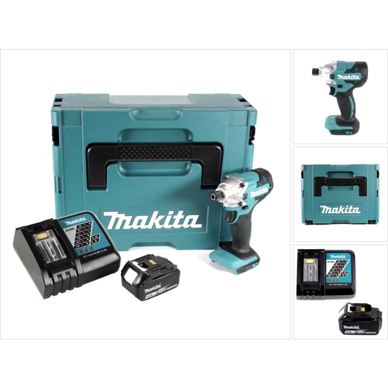 foto del prodotto avvitatore a impulsi a batteria makita dtd 156 rm1j 18v 155nm + 1x batteria ricaricabile 4.0ah + caricabatterie + makpac