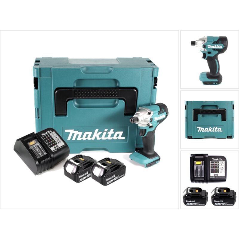 foto del prodotto avvitatore a impulsi a batteria makita dtd 156 sf1j 18v 155nm + 2x batteria ricaricabile 3.0ah + caricabatterie + makpac