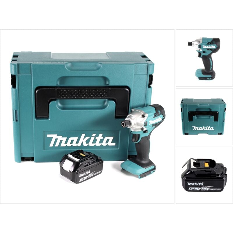 foto del prodotto avvitatore a impulsi a batteria makita dtd 156 t1j 18v 155nm + 1x batteria 5,0ah + makpac - senza caricabatterie