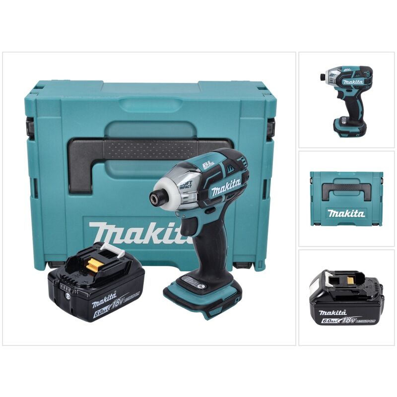 foto del prodotto avvitatore a impulsi a batteria makita dts 141 g1j 18 v 40 nm 1/4' brushless + 1x batteria ricaricabile 6,0 ah + makpac - senza caricabatterie