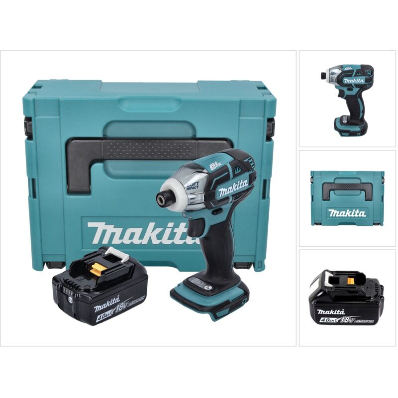 foto del prodotto avvitatore a impulsi a batteria makita dts 141 m1j 18 v 40 nm 1/4' brushless + 1x batteria ricaricabile 4,0 ah + makpac - senza caricabatterie
