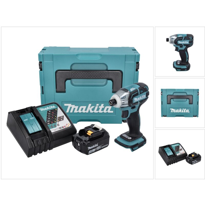 foto del prodotto avvitatore a impulsi a batteria makita dts 141 rm1j 18 v 40 nm 1 4' brushless 1x batteria ricaricabile 4,0 ah caricabatterie makpac