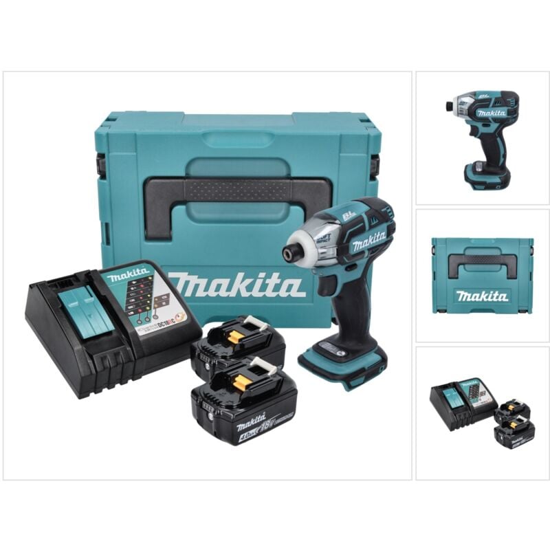 foto del prodotto avvitatore a impulsi a batteria makita dts 141 rmj 18 v 40 nm 1/4' brushless + 2x batteria ricaricabile 4,0 ah + caricabatterie + makpac
