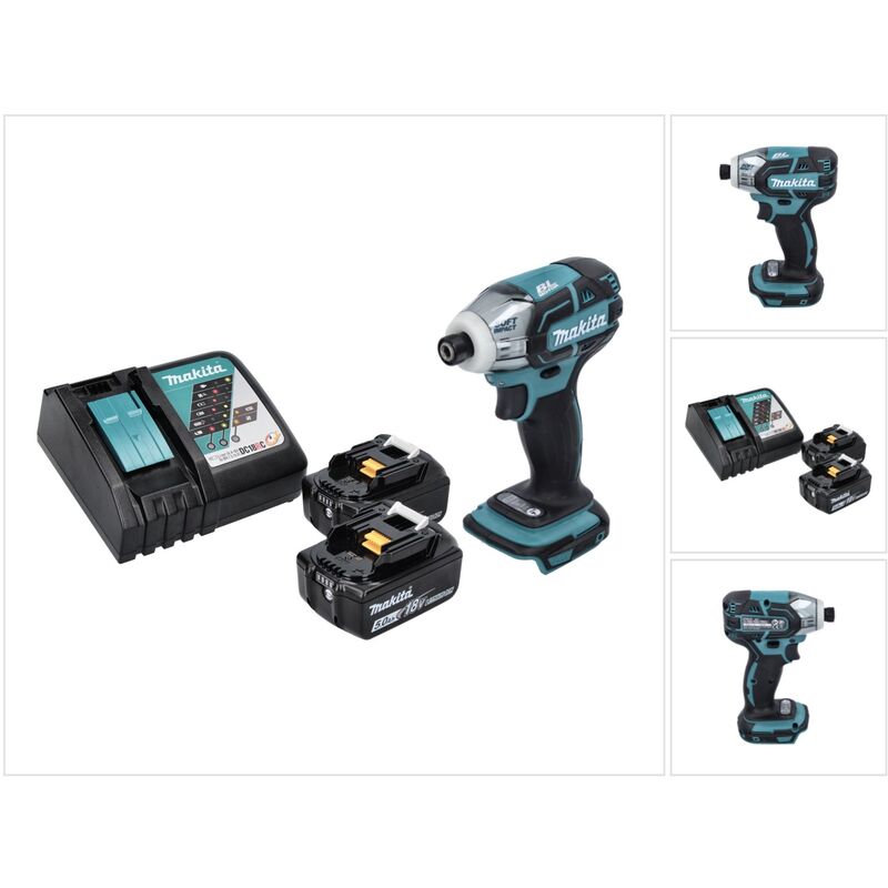 foto del prodotto avvitatore a impulsi a batteria makita dts 141 rt 18 v 40 nm 1/4' brushless + 2x batteria ricaricabile 5,0 ah + caricabatterie