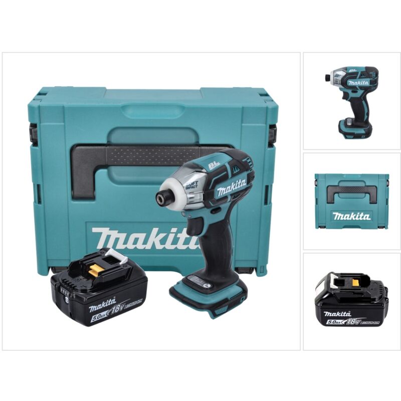 foto del prodotto avvitatore a impulsi a batteria makita dts 141 t1j 18 v 40 nm 1/4' brushless + 1x batteria ricaricabile 5,0 ah + makpac - senza caricabatterie